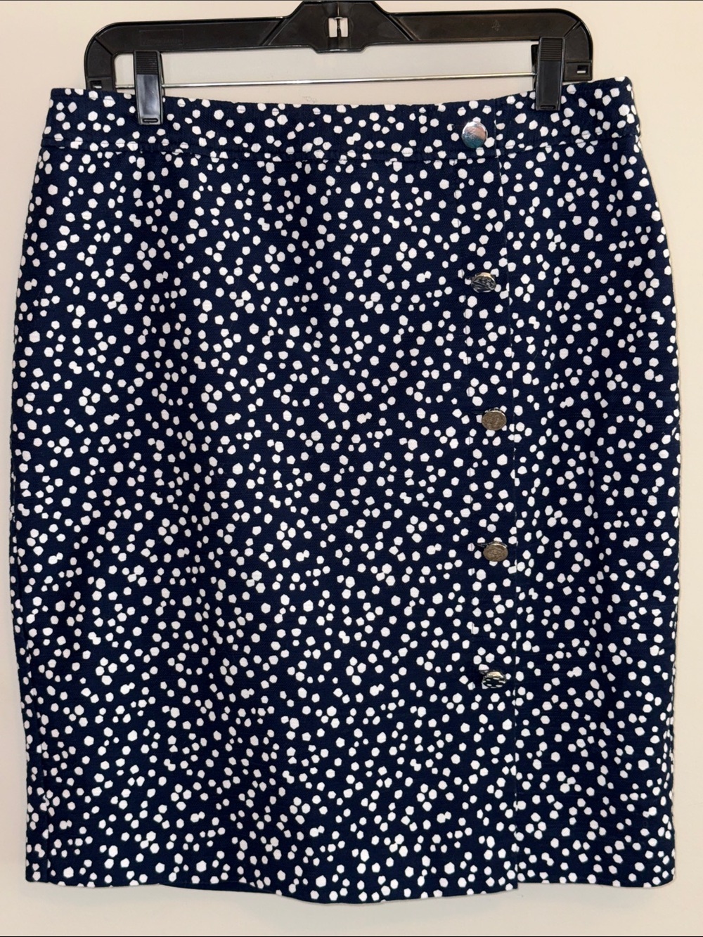 Talbots Navy Polka Dot Side-Button Pencil Skirt - Size 12